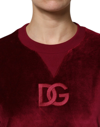 Suéter de cuello redondo de terciopelo de algodón rojo de Dolce &amp; Gabbana