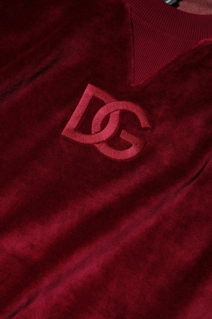 Suéter de cuello redondo de terciopelo de algodón rojo de Dolce &amp; Gabbana