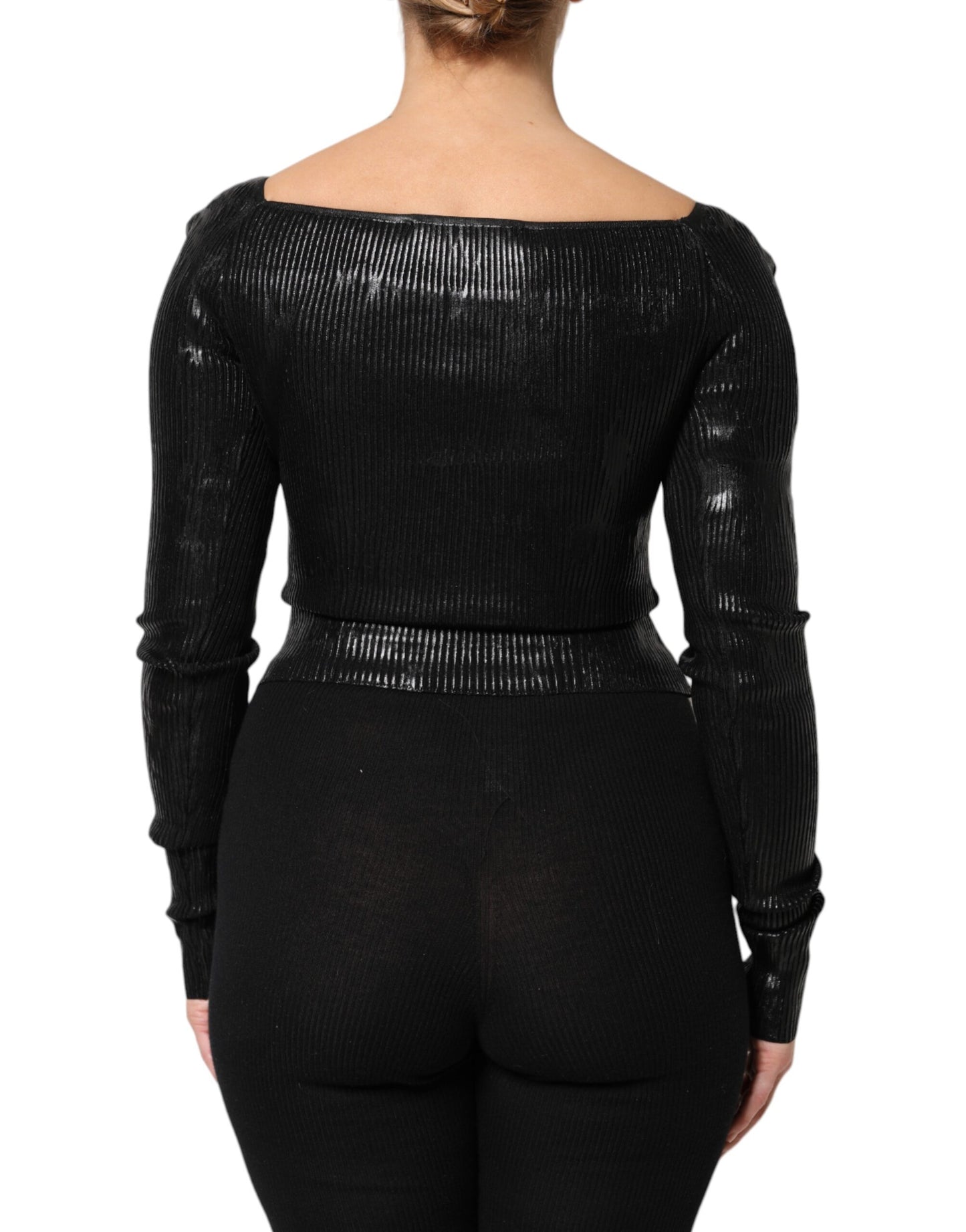 Dolce &amp; Gabbana Black Viscose Long Sleeves Fitted Blouse Top