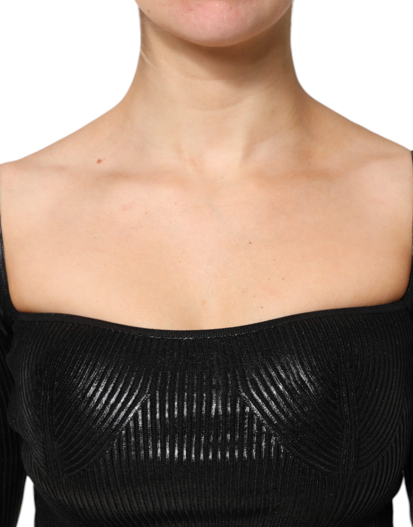 Dolce &amp; Gabbana Black Viscose Long Sleeves Fitted Blouse Top