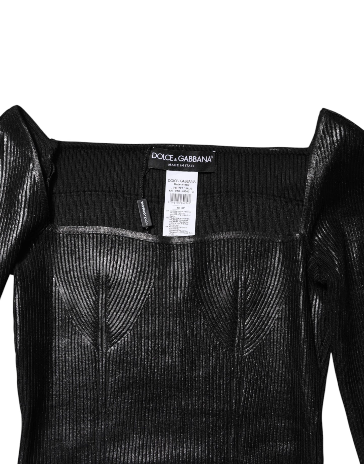 Dolce &amp; Gabbana Black Viscose Long Sleeves Fitted Blouse Top