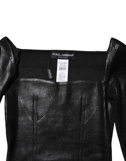 Dolce &amp; Gabbana Black Viscose Long Sleeves Fitted Blouse Top