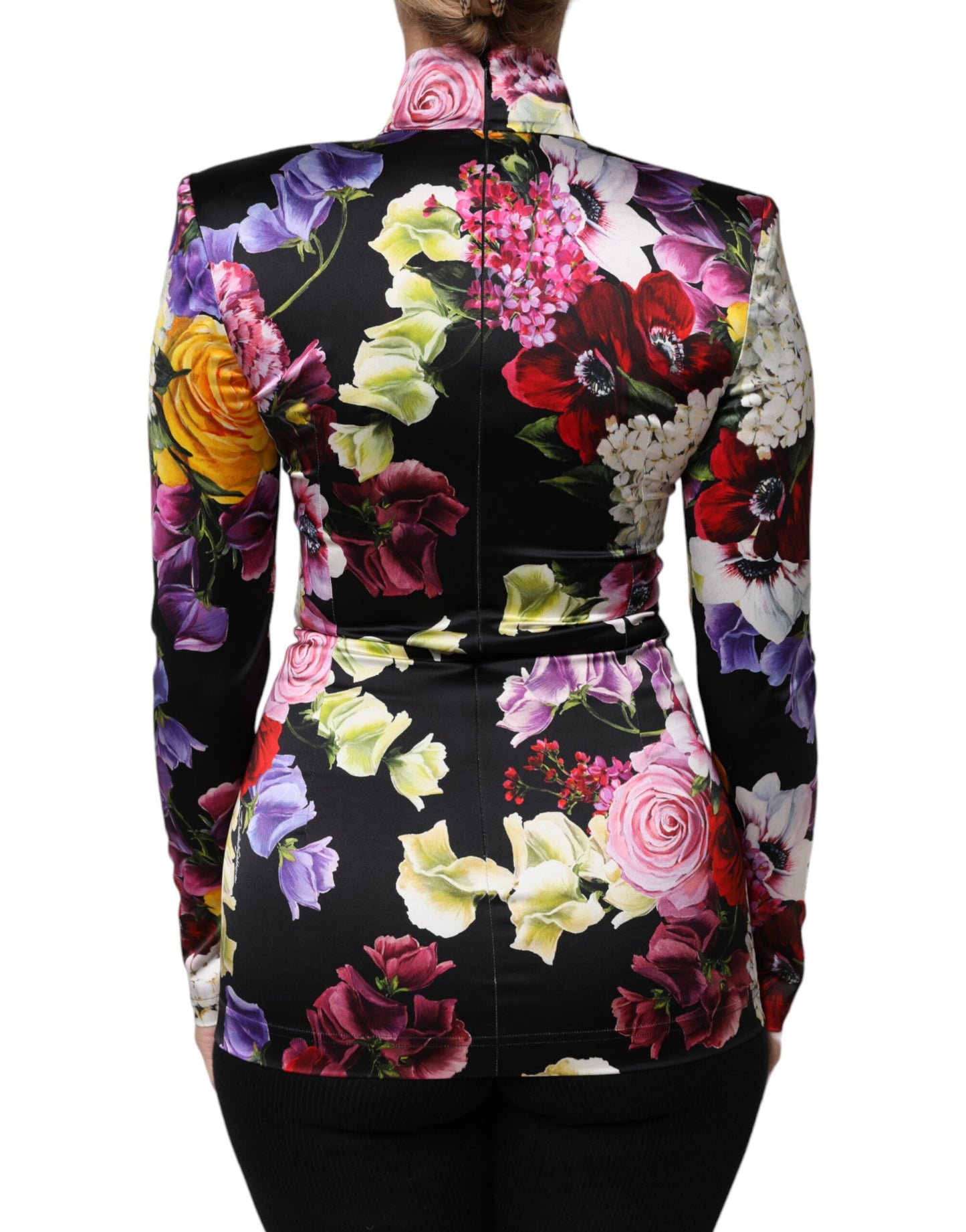Dolce &amp; Gabbana Multicolor Ortensies Long Sleeves Blouse Top