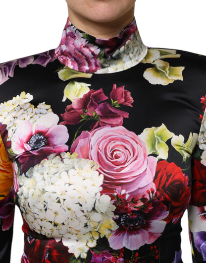 Dolce &amp; Gabbana Multicolor Ortensies Long Sleeves Blouse Top