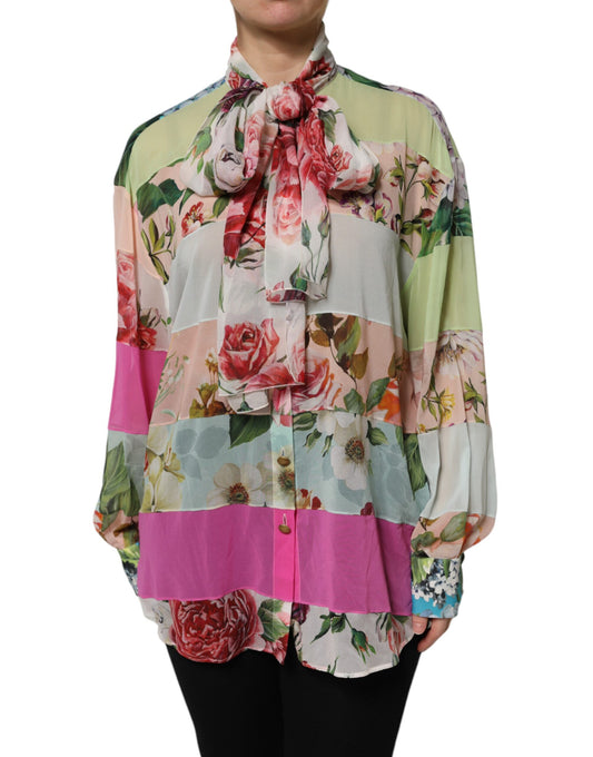Dolce &amp; Gabbana Multicolor Floral Patchwork Long Sleeves Top