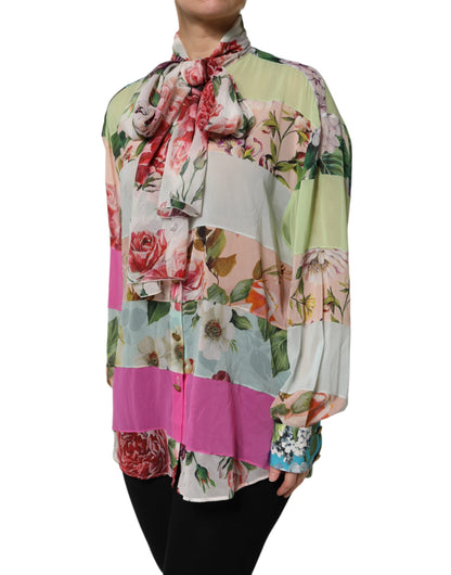 Dolce &amp; Gabbana Multicolor Floral Patchwork Long Sleeves Top