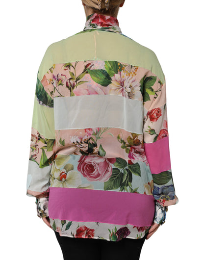 Dolce &amp; Gabbana Multicolor Floral Patchwork Long Sleeves Top