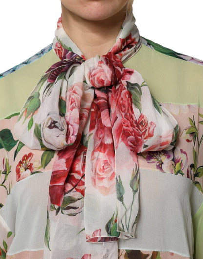Dolce &amp; Gabbana Multicolor Floral Patchwork Long Sleeves Top