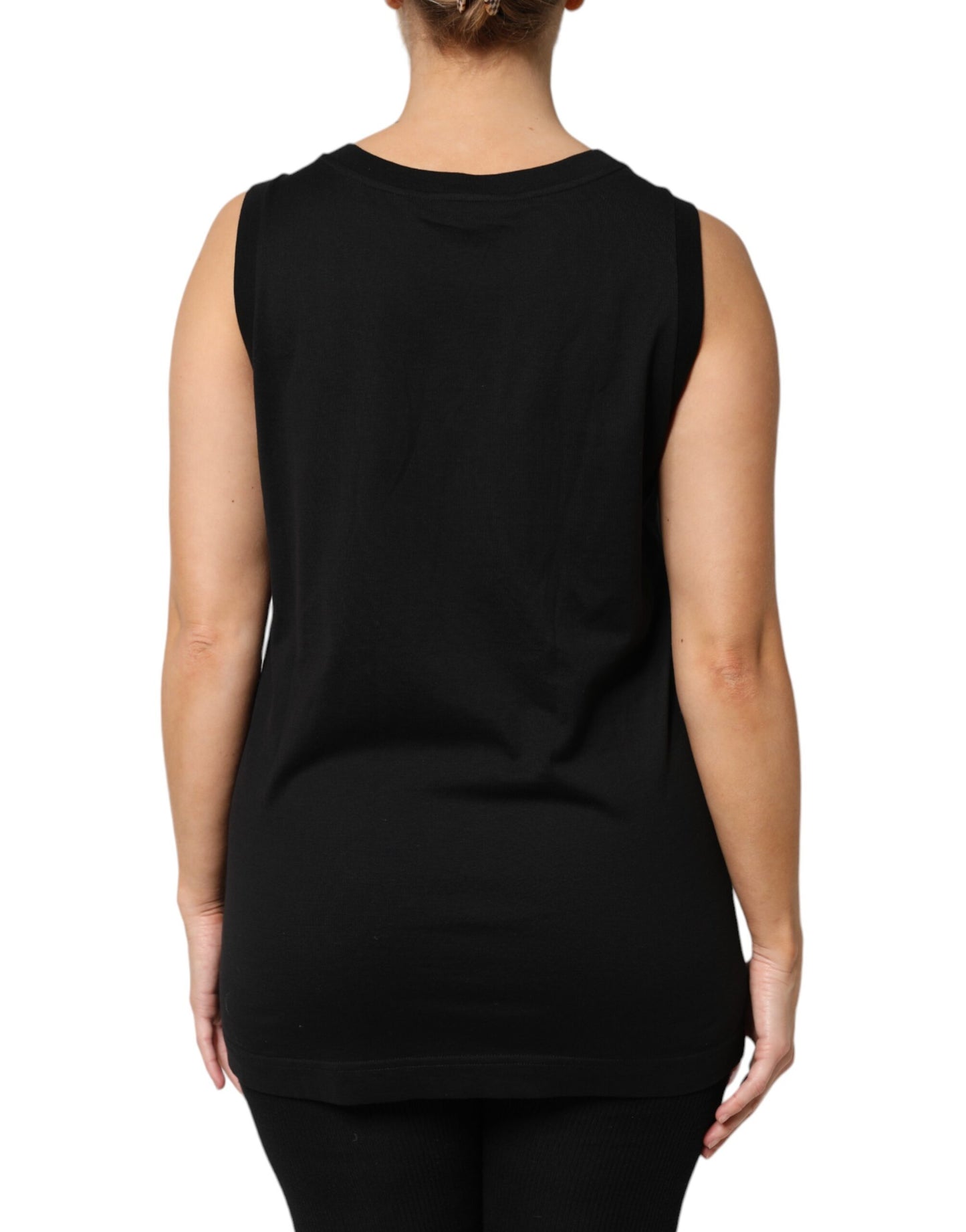 Dolce &amp; Gabbana Black DG Embellished Sleeveless Tank Top