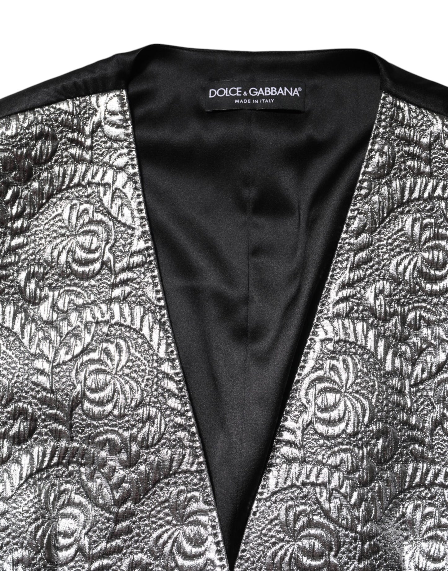 Dolce &amp; Gabbana Silver Floral Jacquard Sleeveless Vest Top