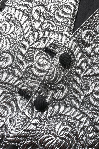 Dolce &amp; Gabbana Silver Floral Jacquard Sleeveless Vest Top