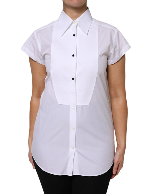 Dolce &amp; Gabbana White Cotton Short Sleeves Collared Polo Top