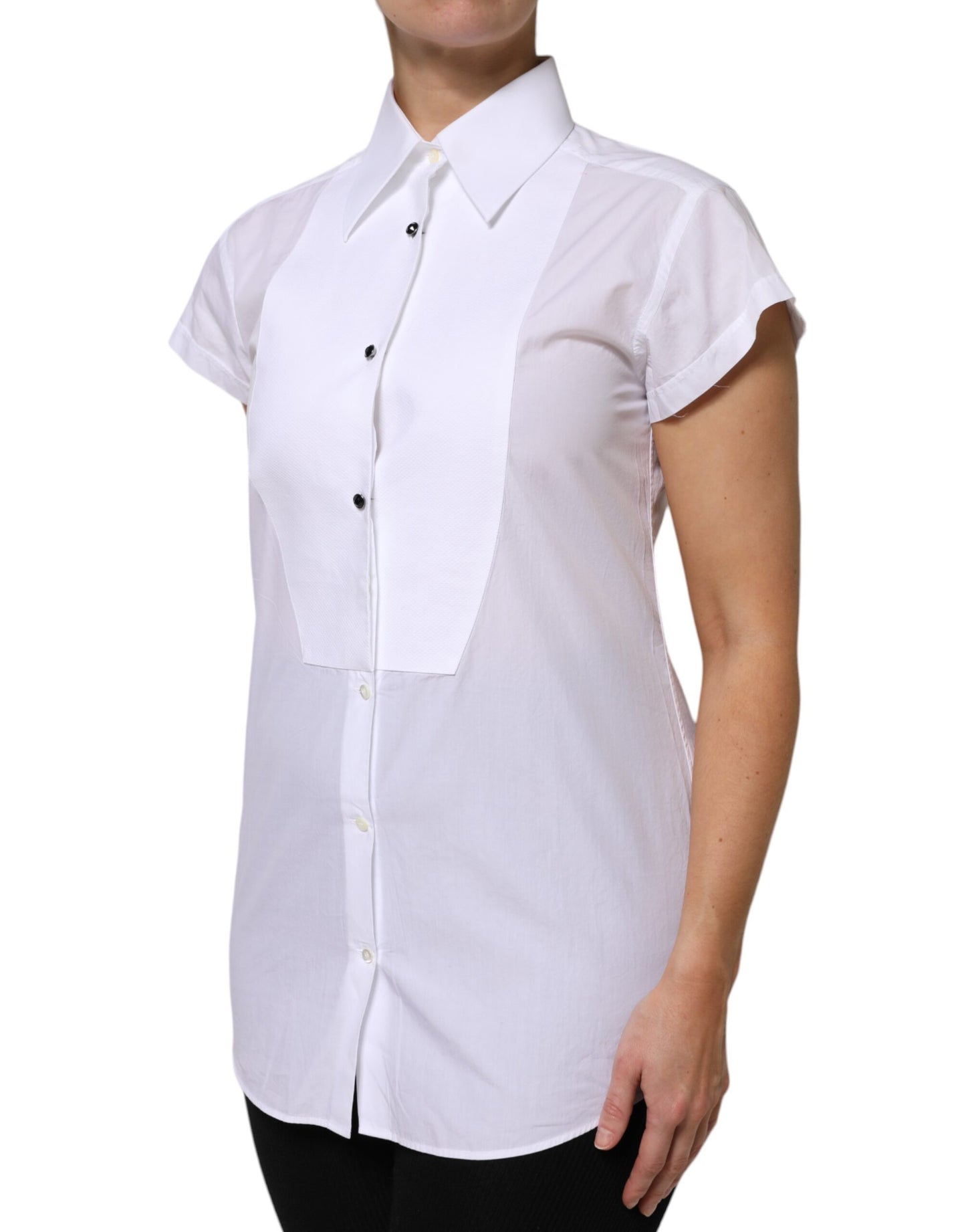 Dolce &amp; Gabbana White Cotton Short Sleeves Collared Polo Top