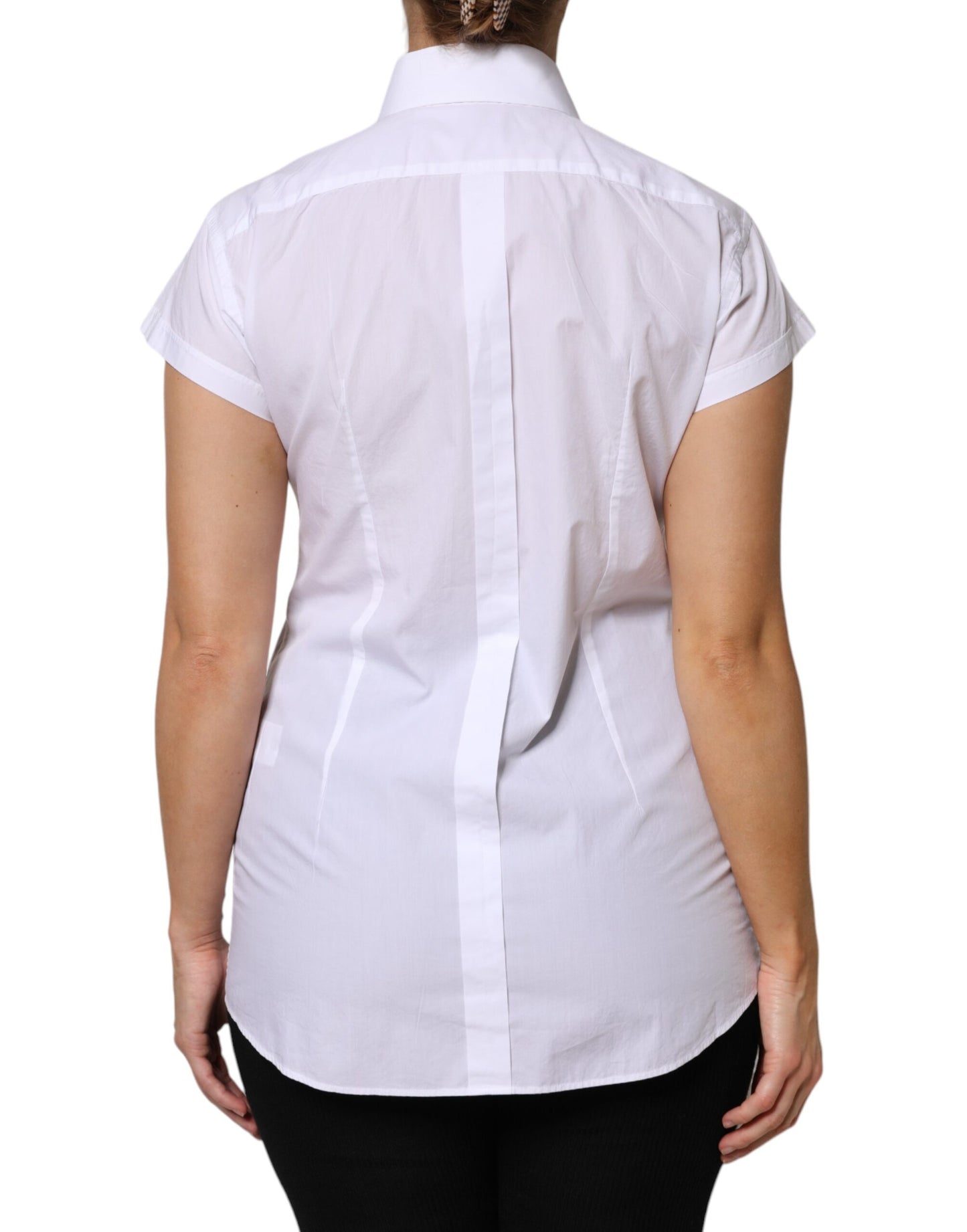 Dolce &amp; Gabbana White Cotton Short Sleeves Collared Polo Top