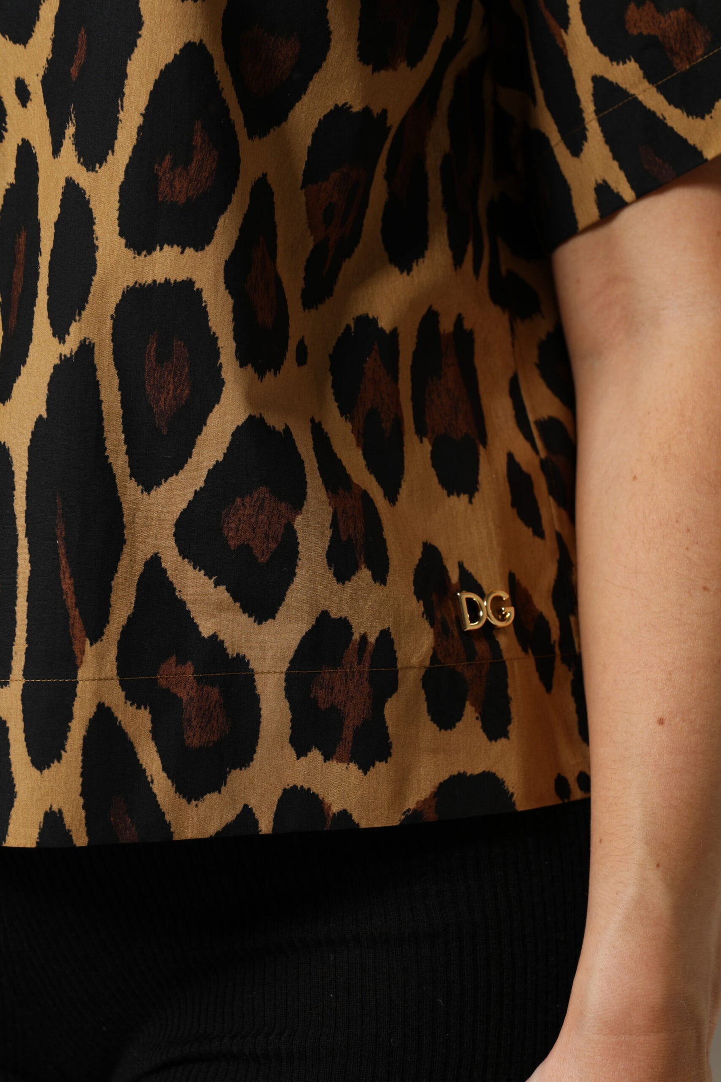 Dolce &amp; Gabbana Brown Leopard Short Sleeve Collared Polo Top