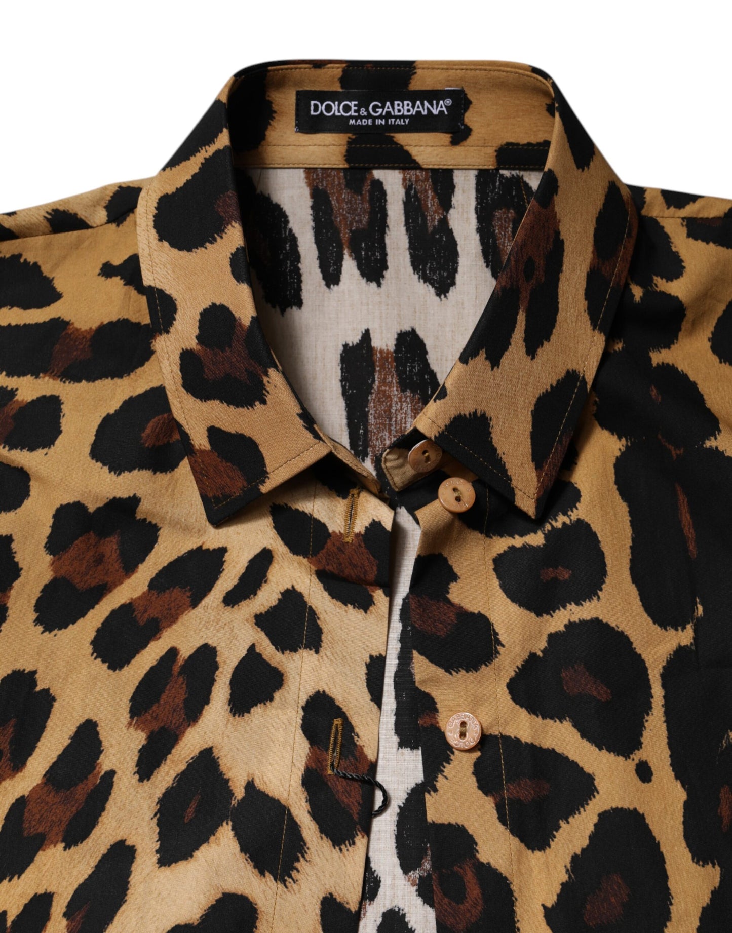 Dolce &amp; Gabbana Brown Leopard Short Sleeve Collared Polo Top