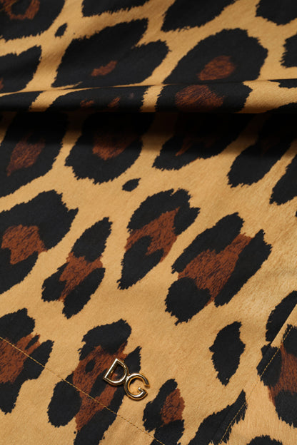 Dolce &amp; Gabbana Brown Leopard Short Sleeve Collared Polo Top