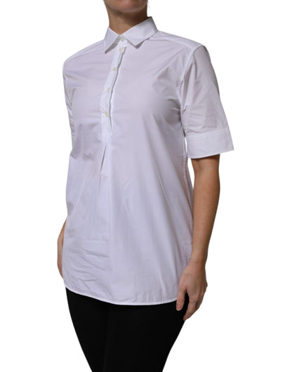 Dolce &amp; Gabbana White Cotton Short Sleeves Collared Polo Top