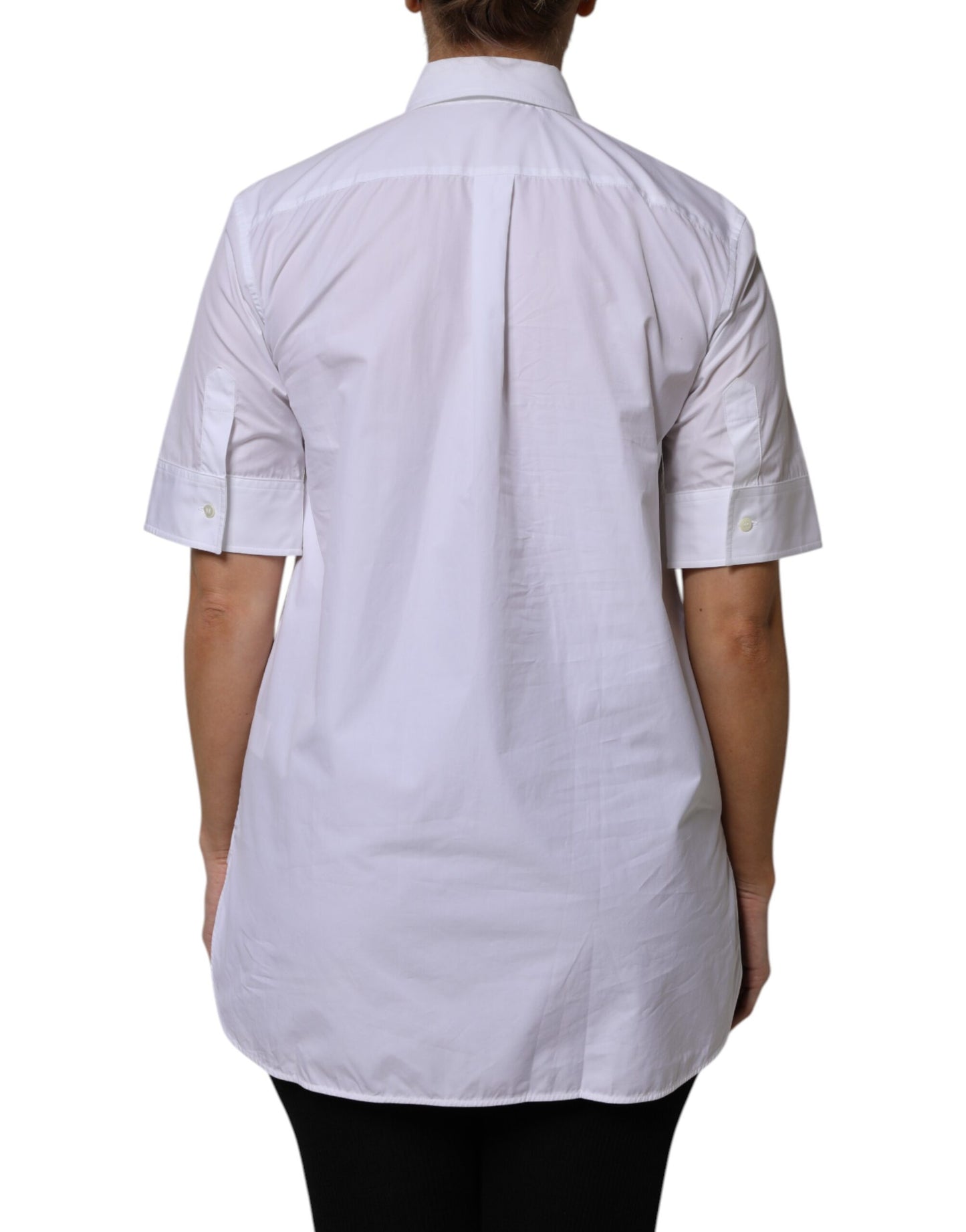 Dolce &amp; Gabbana White Cotton Short Sleeves Collared Polo Top