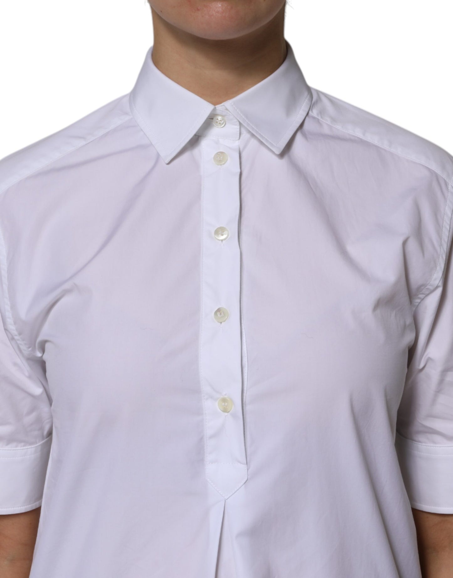 Dolce &amp; Gabbana White Cotton Short Sleeves Collared Polo Top
