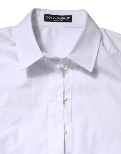 Dolce &amp; Gabbana White Cotton Short Sleeves Collared Polo Top