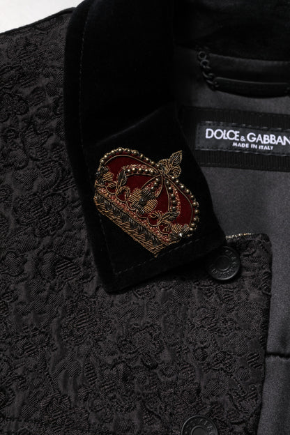 Chaqueta biker Dolce &amp; Gabbana con estampado floral en jacquard negro y dorado para hombre