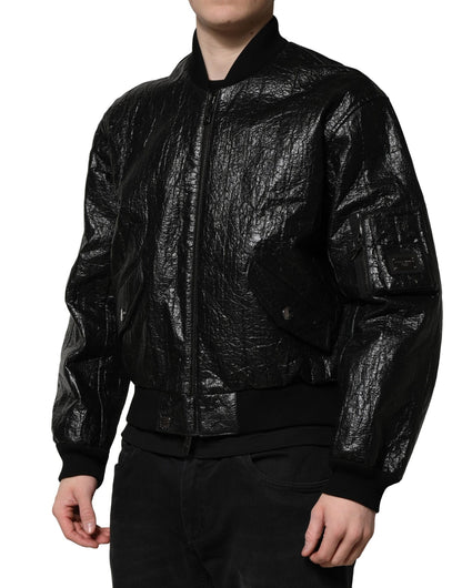 Chaqueta bomber con cremallera completa y placa del logotipo en negro de Dolce &amp; Gabbana