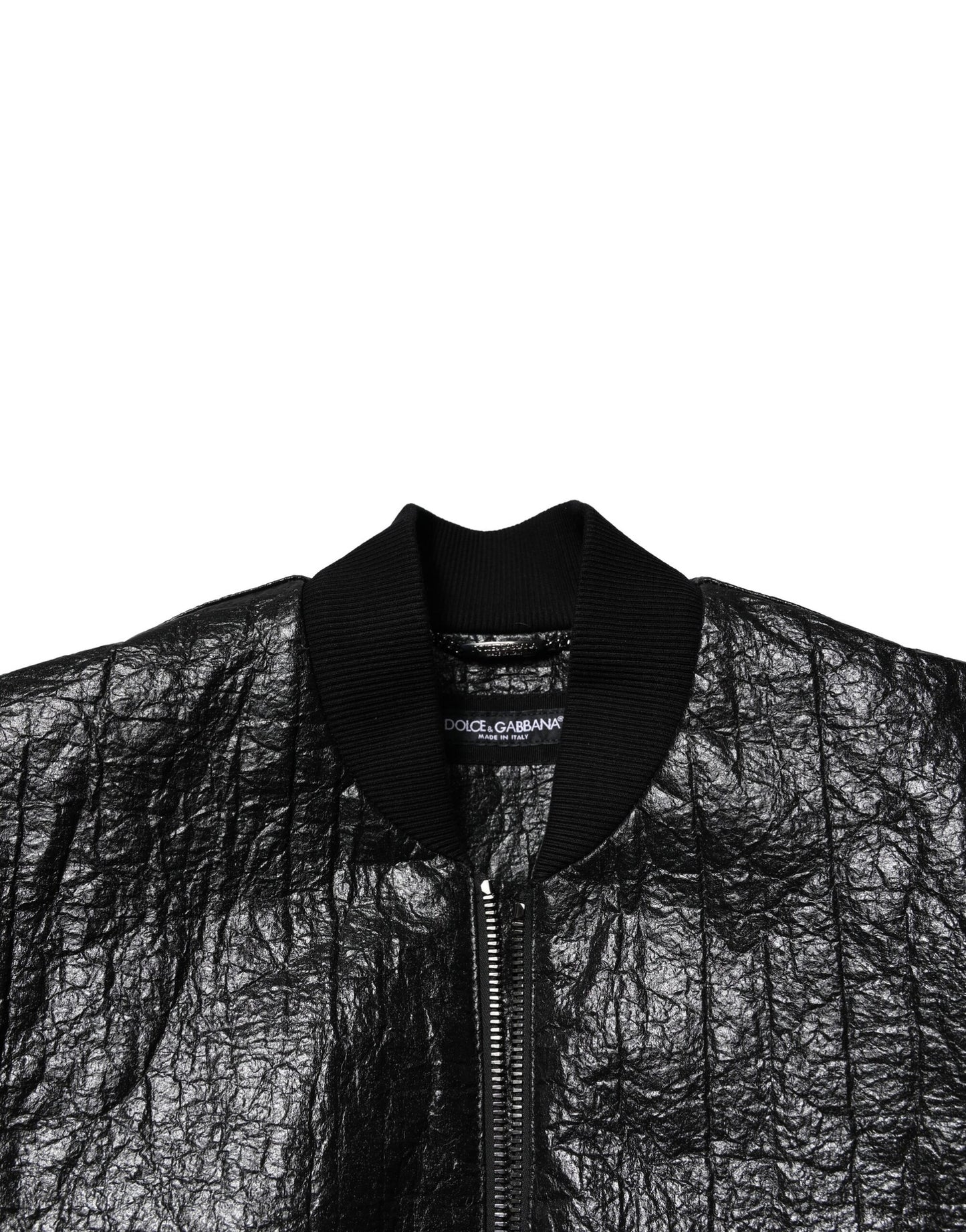 Chaqueta bomber con cremallera completa y placa del logotipo en negro de Dolce &amp; Gabbana