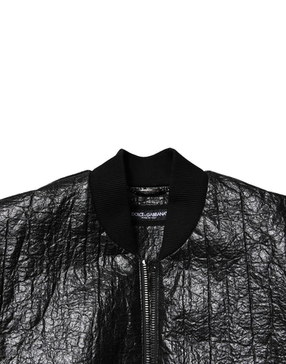 Chaqueta bomber con cremallera completa y placa del logotipo en negro de Dolce &amp; Gabbana