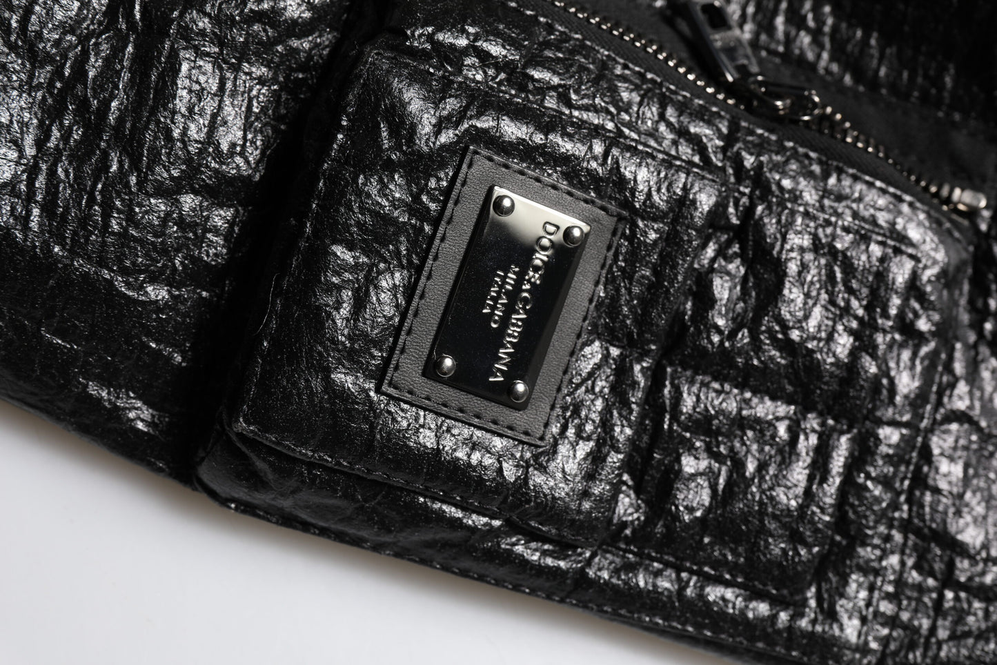 Chaqueta bomber con cremallera completa y placa del logotipo en negro de Dolce &amp; Gabbana
