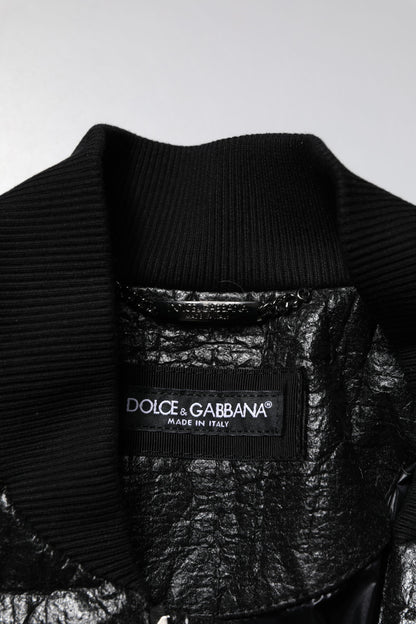 Chaqueta bomber con cremallera completa y placa del logotipo en negro de Dolce &amp; Gabbana