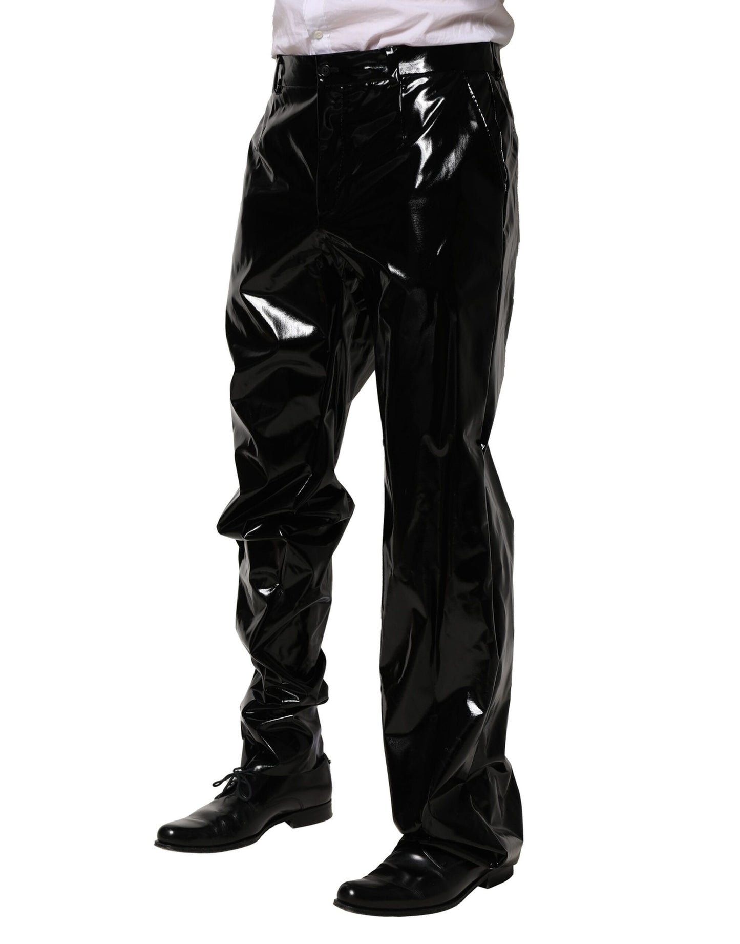 Pantalones rectos de nailon negro para hombre de Dolce &amp; Gabbana