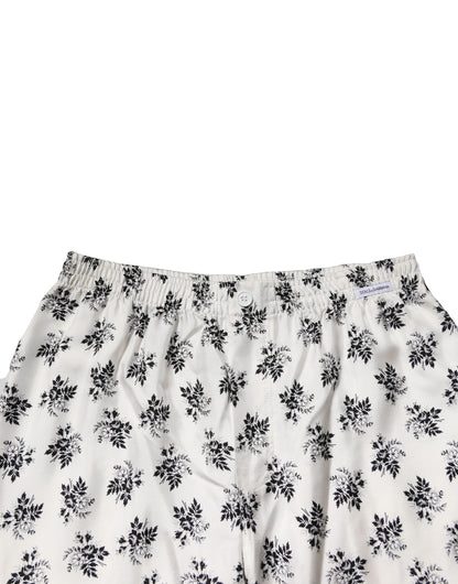 Pantalones casuales de seda con estampado floral blanco de Dolce &amp; Gabbana