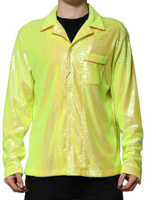 Camisa informal de poliéster con lentejuelas amarillas de Dolce &amp; Gabbana