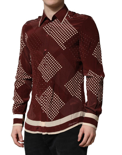 Camisa informal de manga larga de seda con lunares color granate de Dolce &amp; Gabbana