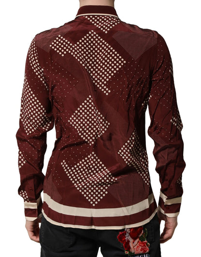 Camisa informal de manga larga de seda con lunares color granate de Dolce &amp; Gabbana