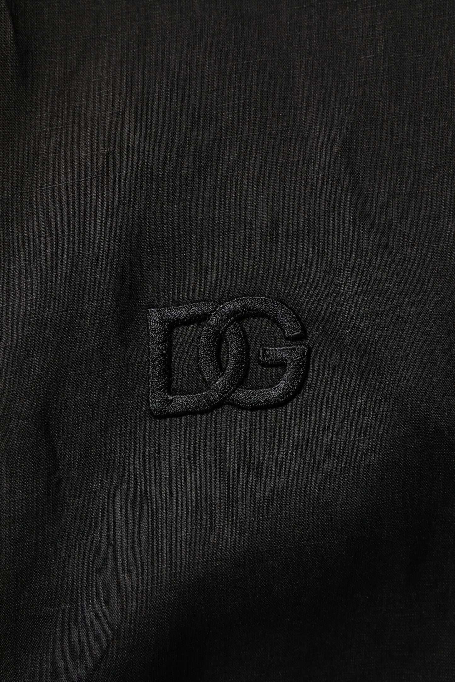 Camisa casual de manga larga de lino negro Dolce &amp; Gabbana para hombre