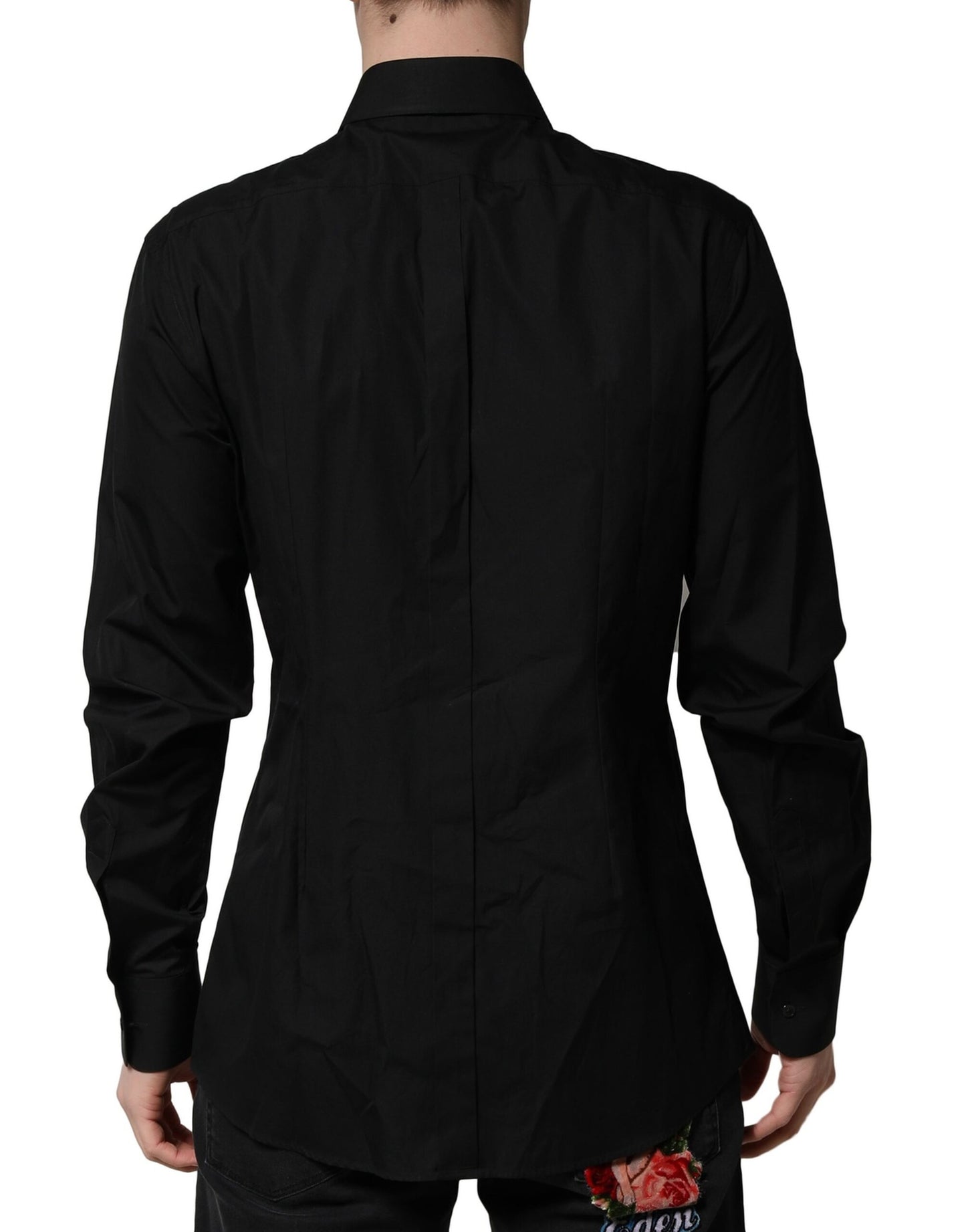 Camisa de vestir formal Dolce &amp; Gabbana con cristales negros dorados para hombre