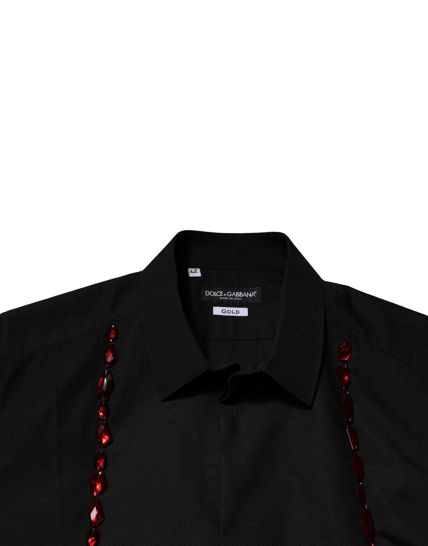 Camisa de vestir formal Dolce &amp; Gabbana con cristales negros dorados para hombre