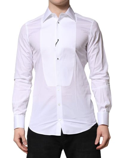 Camisa formal de algodón con corona dorada blanca de Dolce &amp; Gabbana