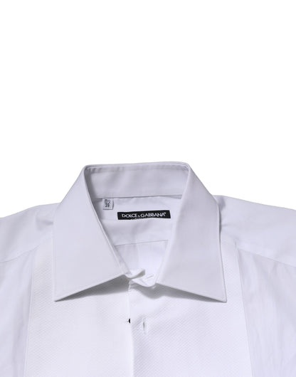 Camisa formal de algodón con corona dorada blanca de Dolce &amp; Gabbana