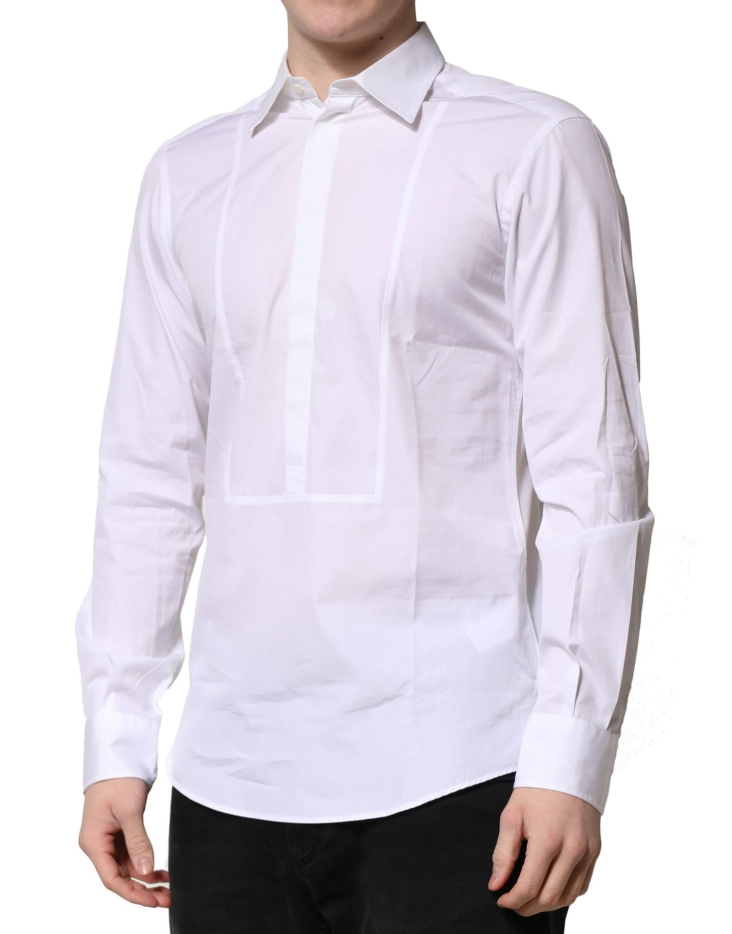 Camisa formal de popelina de algodón blanca Dolce &amp; Gabbana para hombre