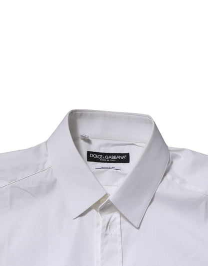 Camisa formal de vestir para hombre de algodón blanco dorado de Dolce &amp; Gabbana