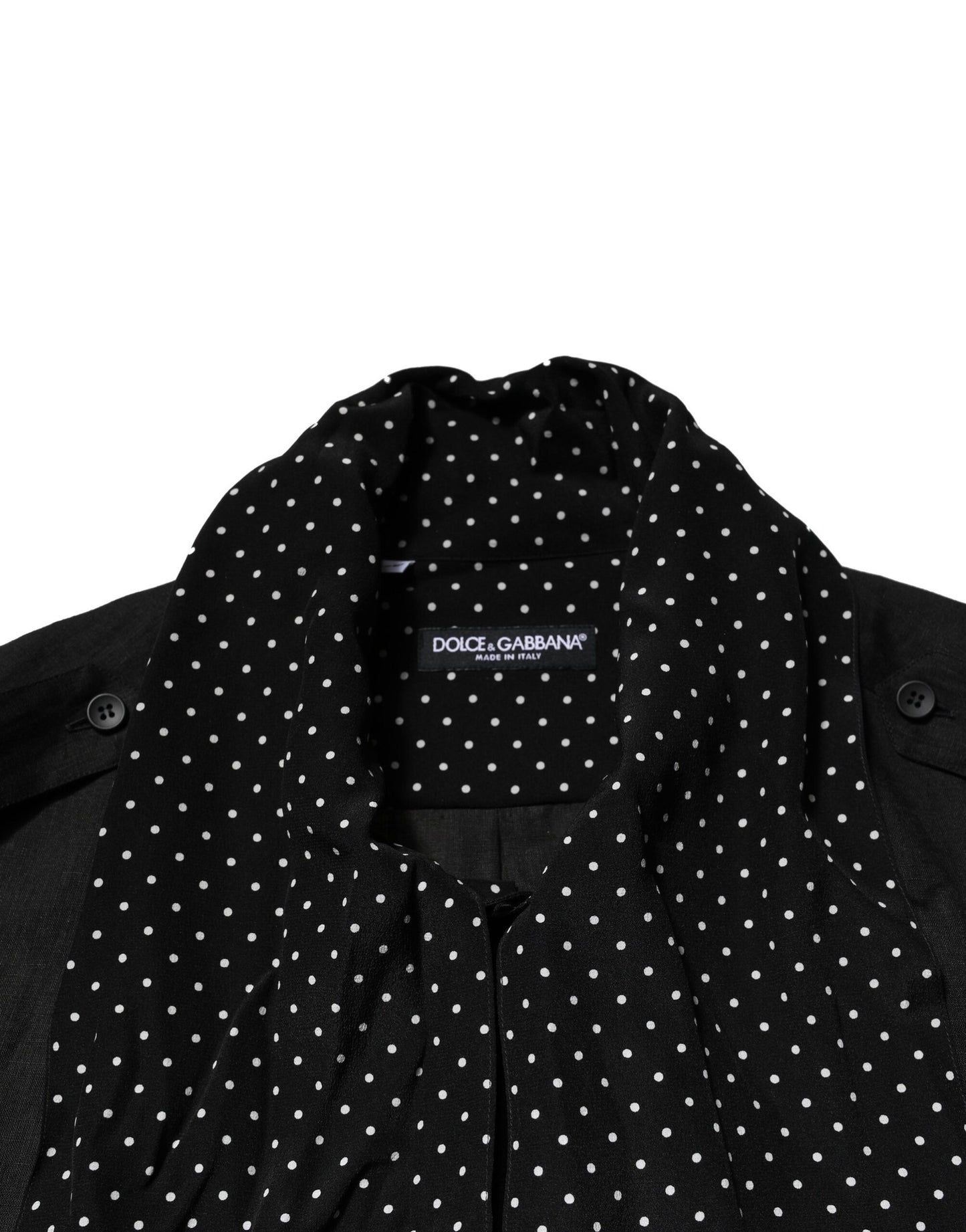 Camisa informal con cuello anudado y lunares negros de Dolce &amp; Gabbana