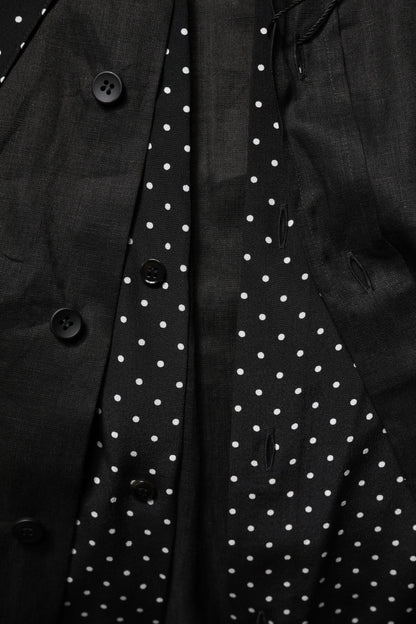 Camisa informal con cuello anudado y lunares negros de Dolce &amp; Gabbana