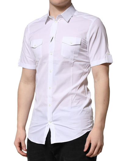 Camisa informal de manga corta Dolce &amp; Gabbana de algodón blanco dorado