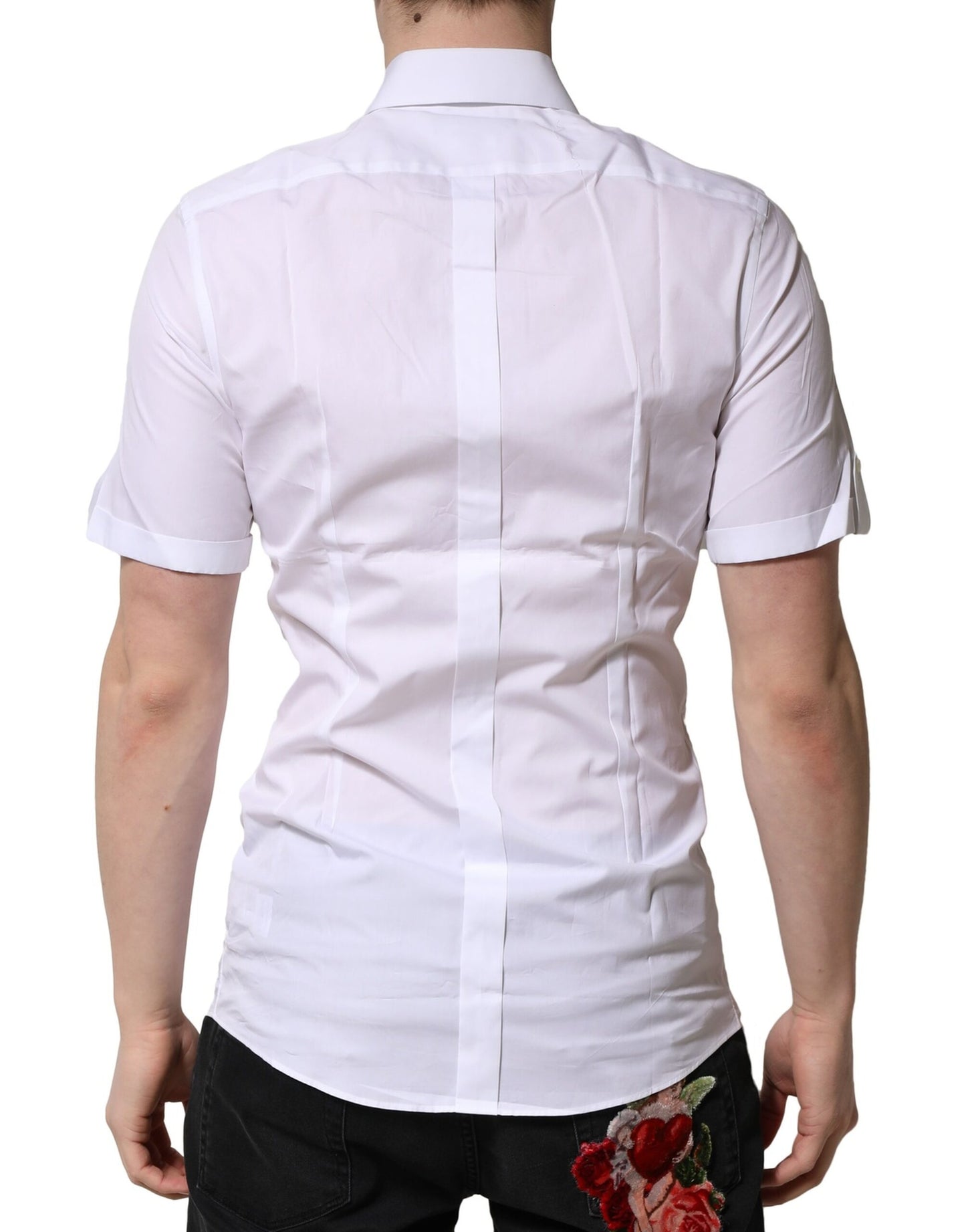 Camisa informal de manga corta Dolce &amp; Gabbana de algodón blanco dorado