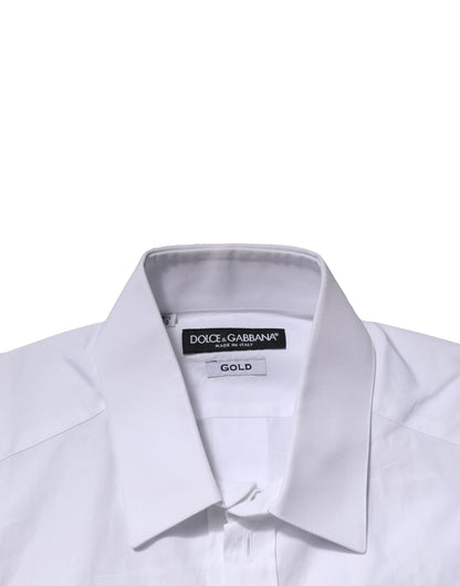 Camisa informal de manga corta Dolce &amp; Gabbana de algodón blanco dorado