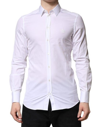 Camisa formal de vestir para hombre de manga larga Dolce &amp; Gabbana en color blanco dorado