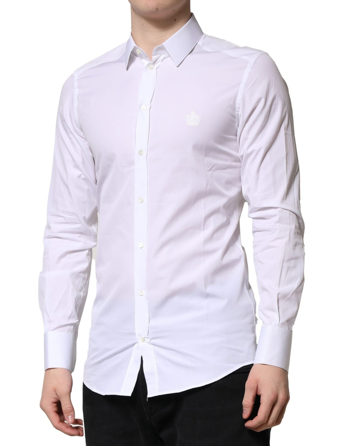 Camisa formal de vestir para hombre de manga larga Dolce &amp; Gabbana en color blanco dorado